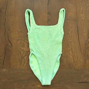Hunza G square neck swimsuit in Lime
